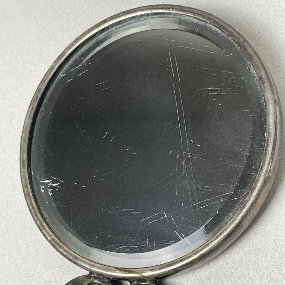 Vintage Hans Jensen Denmark Silverplate Repousse Hand Mirror Tavern Scene 4.5